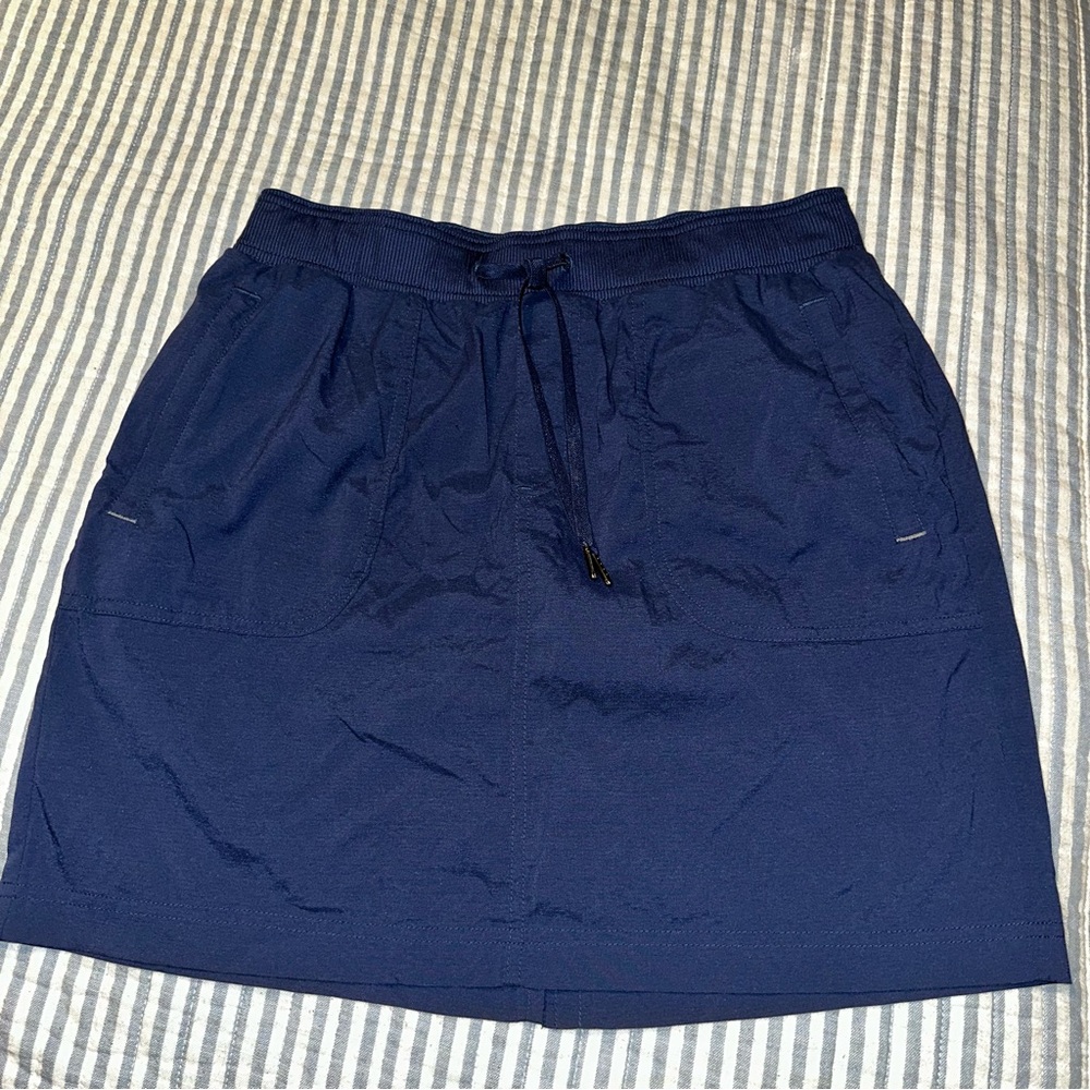 L.L. Bean‎ Pull-On Drawstring Skirt Women's SM Blue Mini Pockets Athletic Active